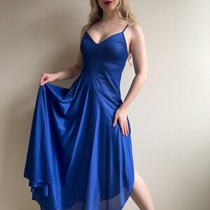 Vintage 1990s Midnight Blue Nightgown With Slit (S/M)